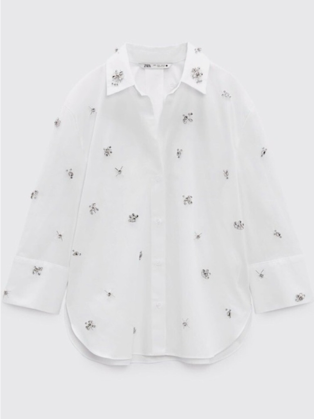Zara White Embellished Women’s Button-Up Shirt